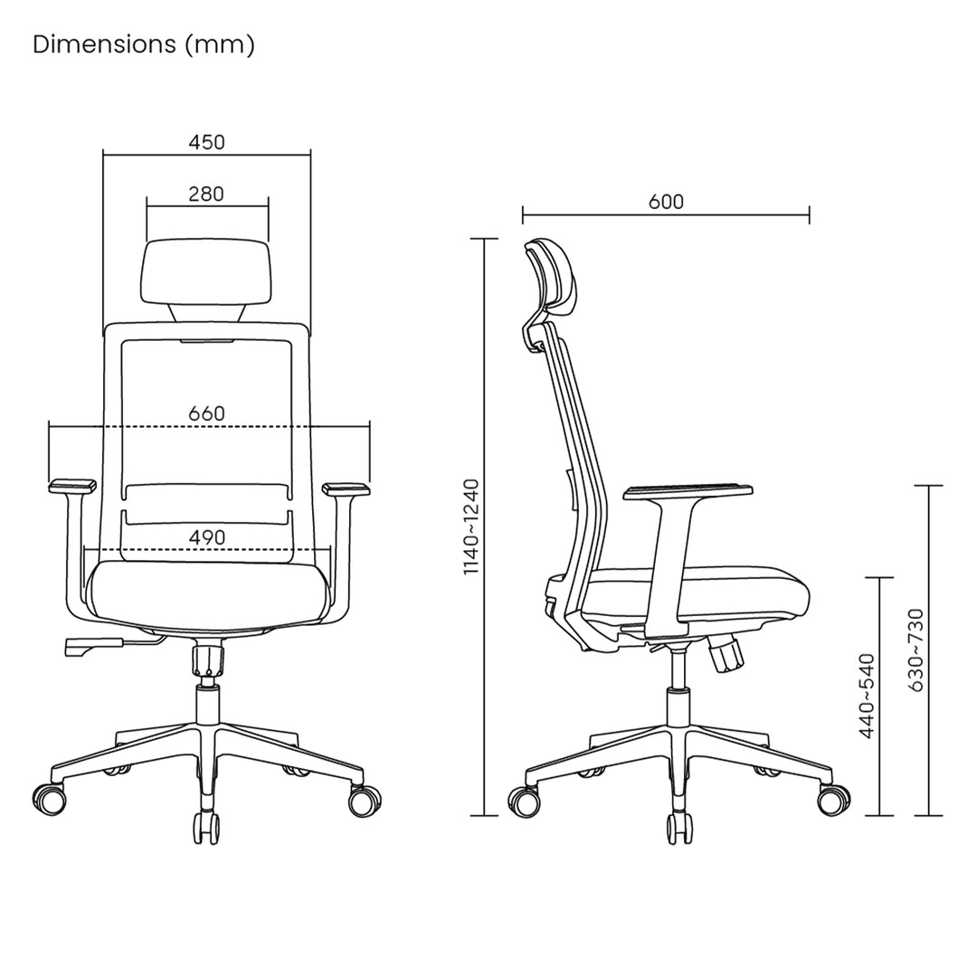 Fotel biurowy ergonomiczny premium z wysokim oparciem Ergo Office, max 150kg, ER-425