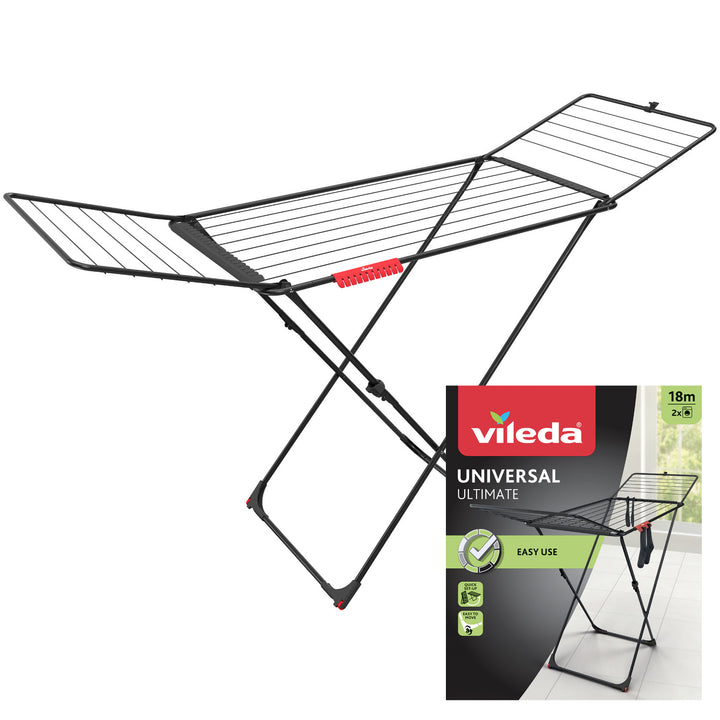 Suszarka na pranie Vileda, powierzchnia suszenia 18m, czarna, Universal Ultimate
