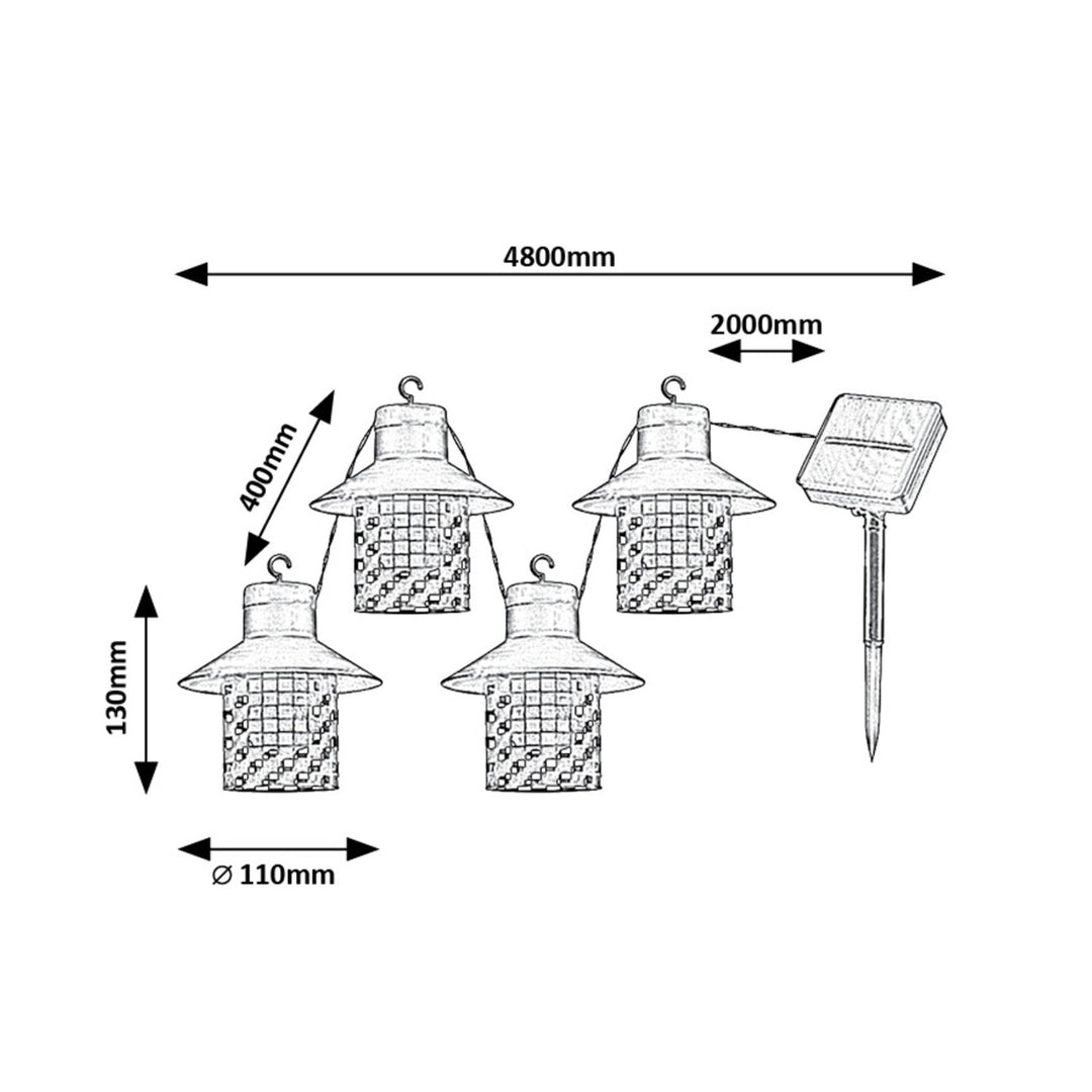 Lampy solarne Rabalux, 4 oprawy, zewnętrzne, IP44, czarne, Ximpu