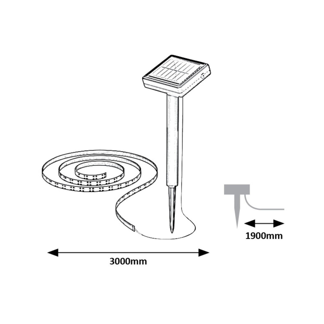 Lampa solarna Rabalux, taśma zewnętrzna, LED, IP44, 300 cm, Ansoo