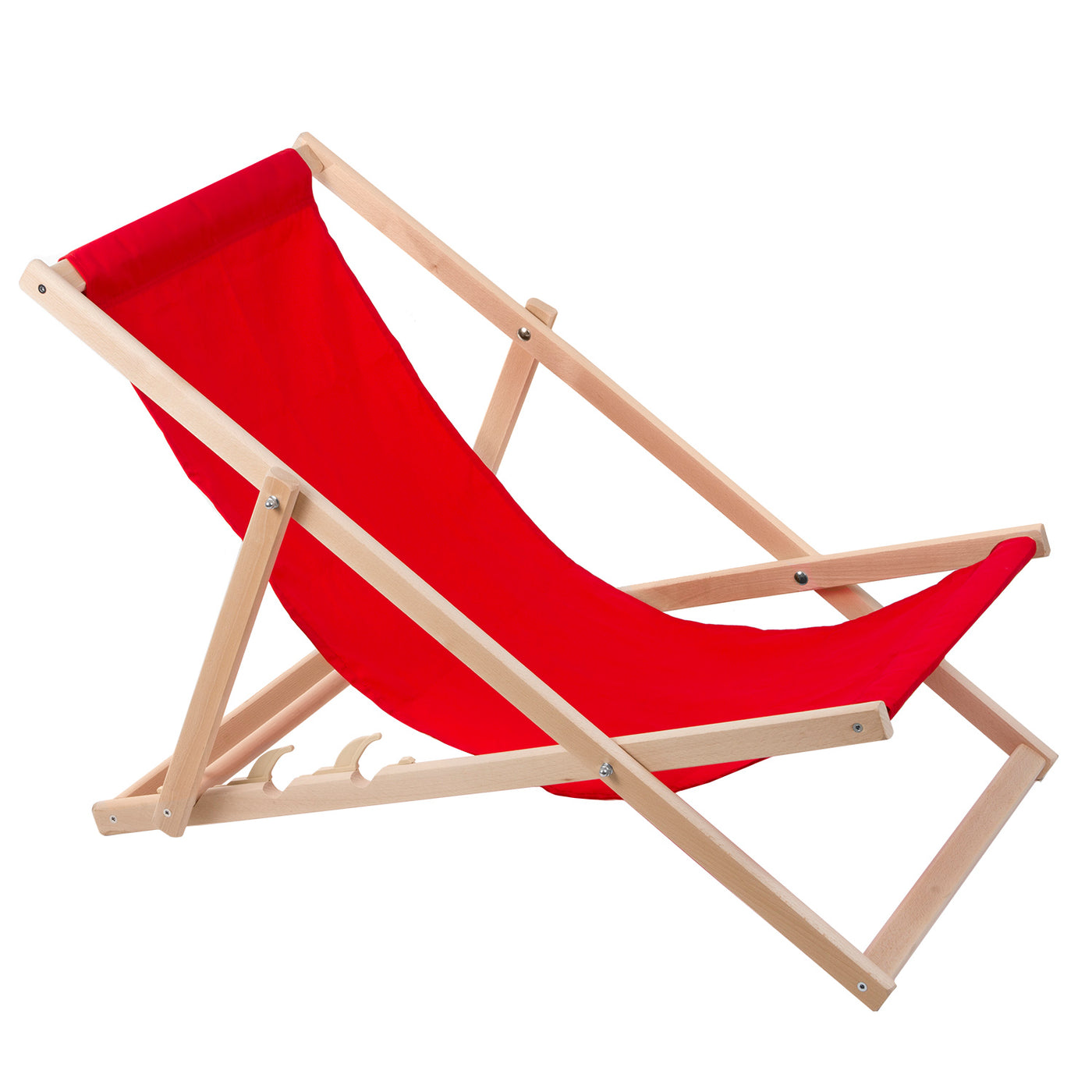 2 komfortowe leżaki z drewna, czerwone, idealne na plażę, balkon, taras