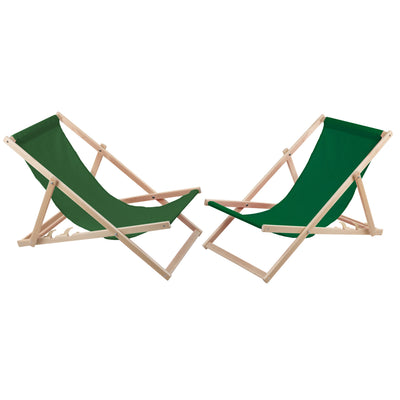 2 komfortowe leżaki z drewna, zielone, idealne na plażę, balkon, taras