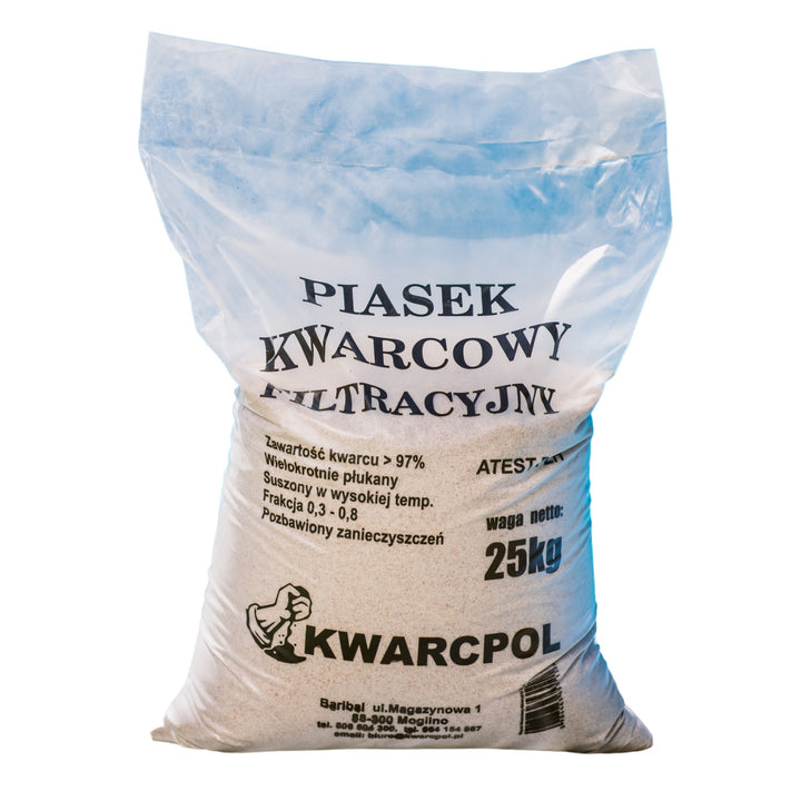 Piasek filtracyjny, do filtrów basenowych, kwarcowy, atest PZH, 25 kg