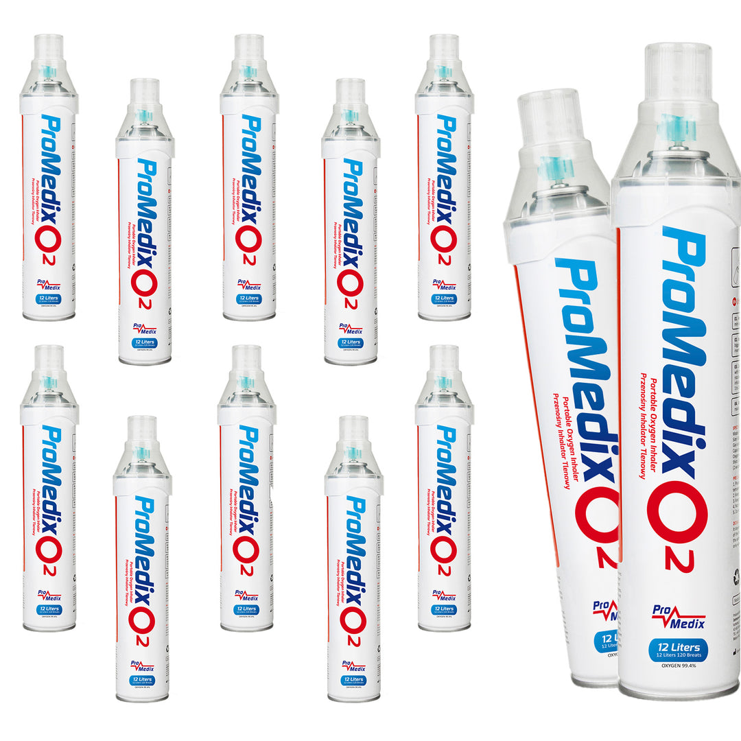 12x Przenośny inhalator tlenowy w puszce 99,4% Promedix 12L, PR-994