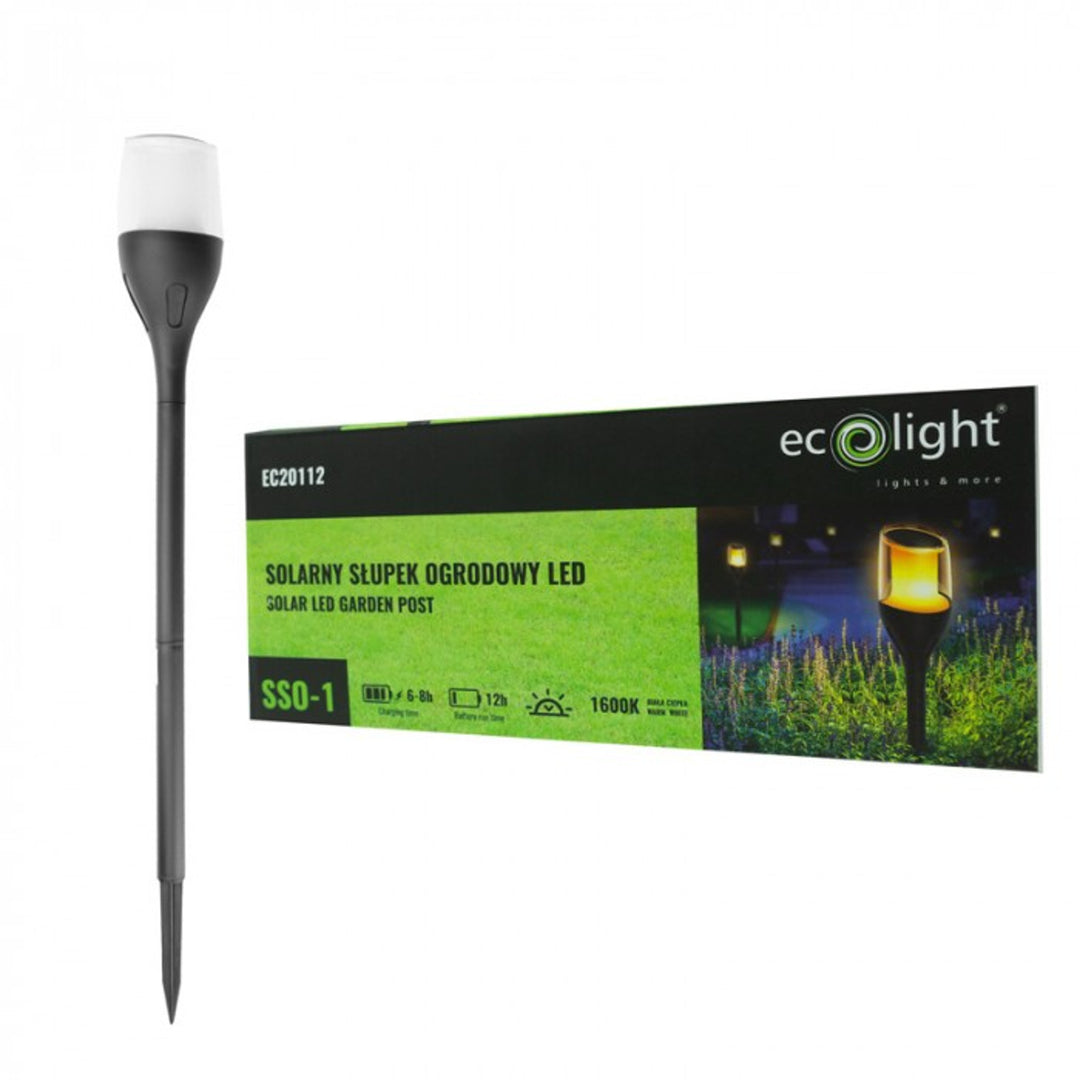 Słupek ogrodowy LED EcoLight, solarny, płomień, 1600K, IP65, SSO-1 ...