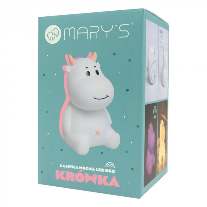 Lampka nocna dla dzieci Mary's, krówka, 3000K, RGB, USB, MW20537