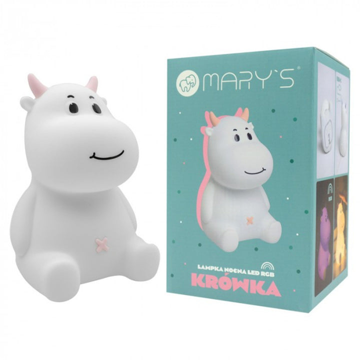 Lampka nocna dla dzieci Mary's, krówka, 3000K, RGB, USB, MW20537