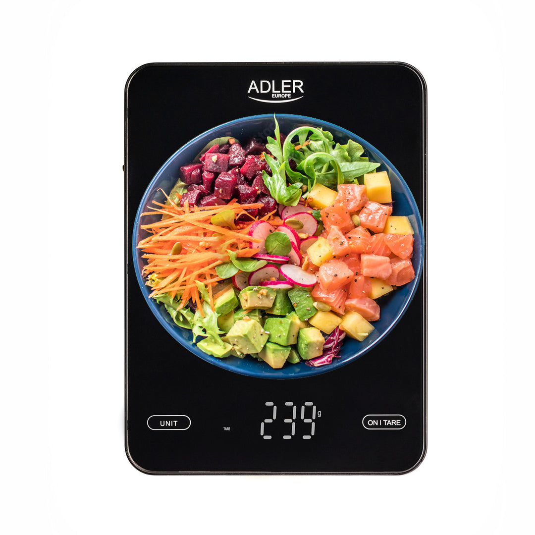 Waga kuchenna, Adler, black 10kg ładowana przez USB, AD 3177