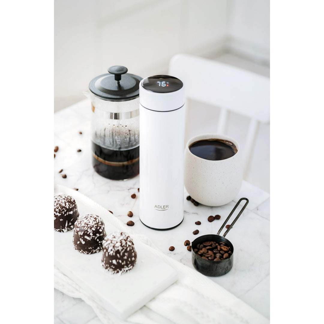 Termos Adler, wyświetlacz dotykowy LED, pojemność 473ml, kolor biały, AD 4506