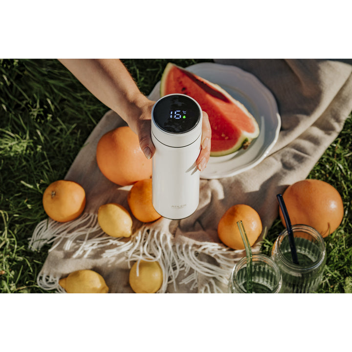 Termos Adler, wyświetlacz dotykowy LED, pojemność 473ml, kolor biały, AD 4506