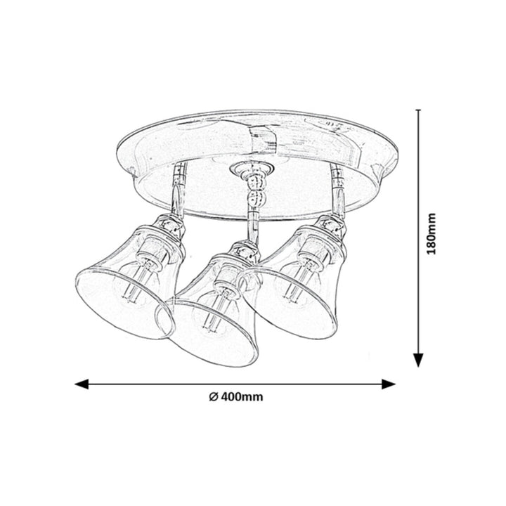 Lampa sufitowa Rabalux, łazienkowa, IP44, 3 gniazda E14, max 40W, chrom, Antoine