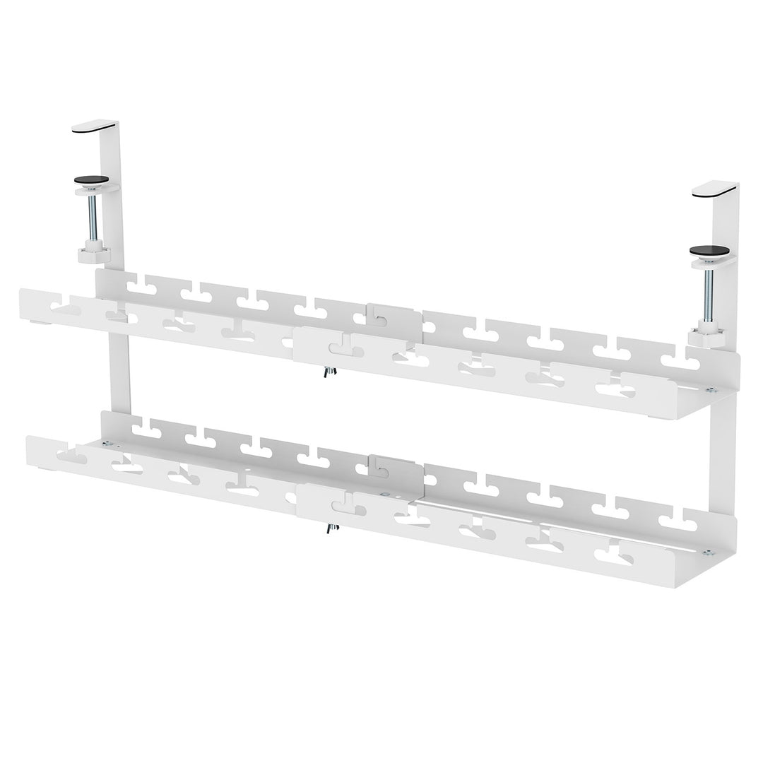 Organizer podbiurkowy na kable Maclean, max. obciążenie 5kg, max. 728mm, 2 poziomy, biały, MC-102 W