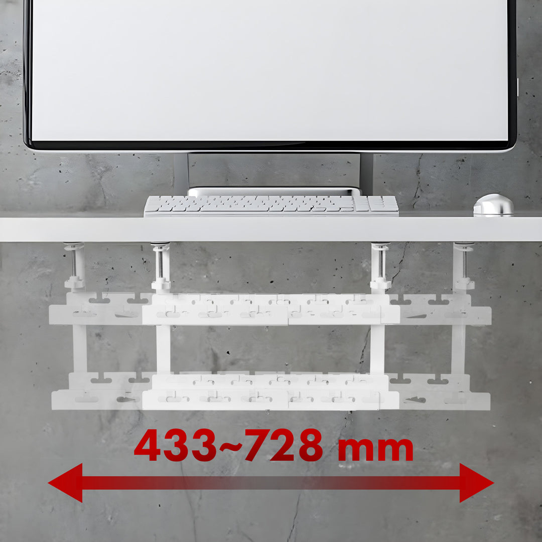 Organizer podbiurkowy na kable Maclean, max. obciążenie 5kg, max. 728mm, 2 poziomy, biały, MC-102 W