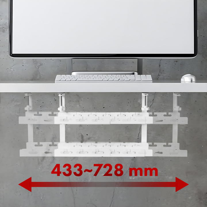 Organizer podbiurkowy na kable Maclean, max. obciążenie 5kg, max. 728mm, 2 poziomy, biały, MC-102 W