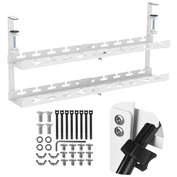 Organizer podbiurkowy na kable Maclean, max. obciążenie 5kg, max. 728mm, 2 poziomy, biały, MC-102 W