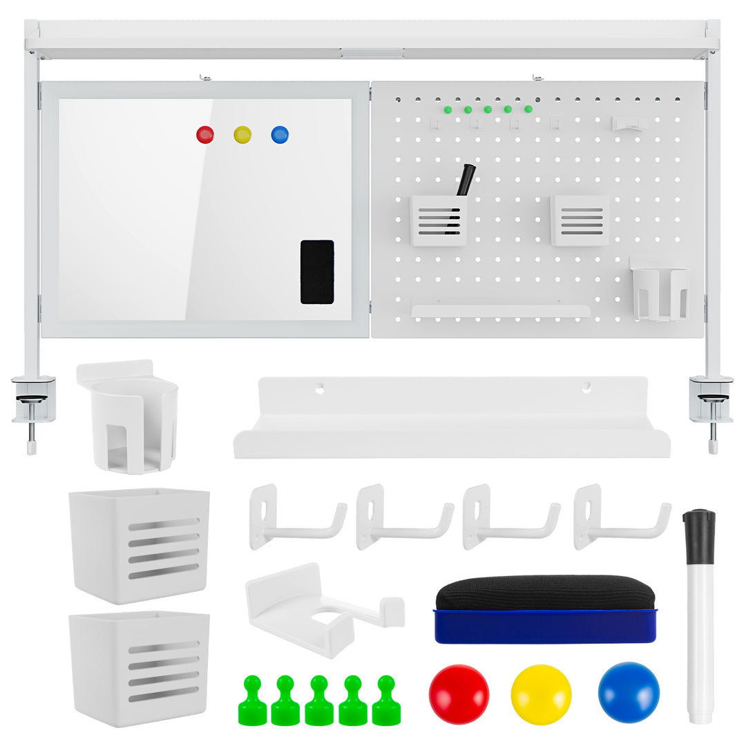 Przegroda biurkowa / organizer Ergo Office, max. obciążenie 10kg, biała tablica, szerokość 1116mm, biała, ER-301 W