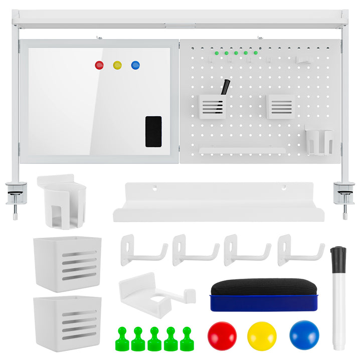 Przegroda biurkowa / organizer Ergo Office, max. obciążenie 10kg, biała tablica, szerokość 1116mm, biała, ER-301 W