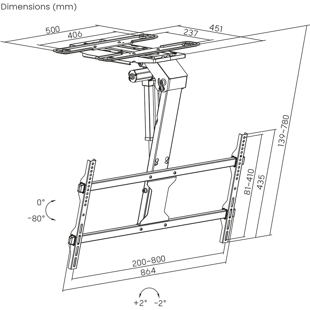 Uchwyt elektryczny do TV Maclean, sufitowy, obsługa Tuya, max. VESA 800x400, dla TV 43-86", max. 45kg, MC-110 T