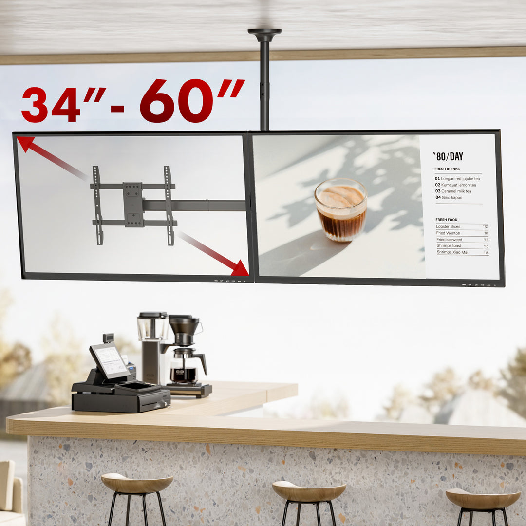 Uchwyt sufitowy dla dwóch TV Maclean, max. obciążenie 2x40kg, 34-60", max VESA 600x400, MC-111 B