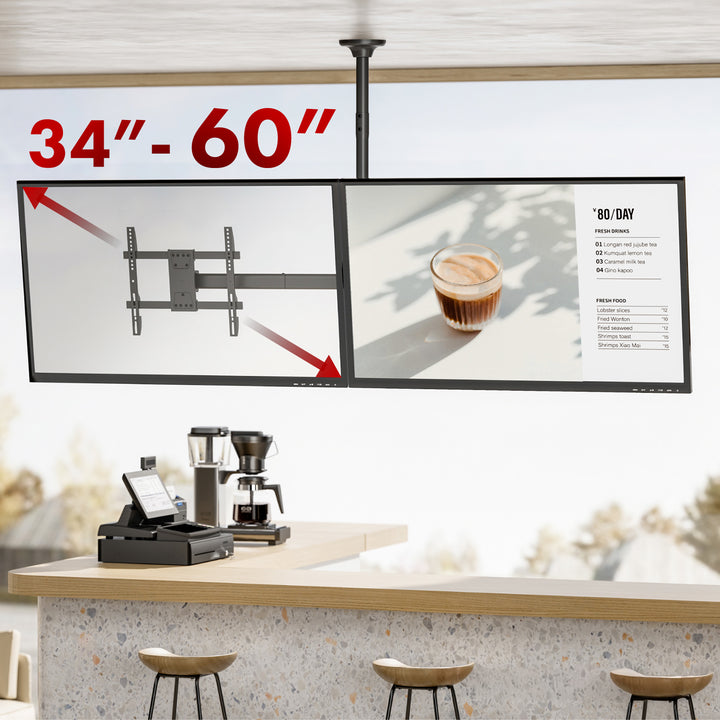 Uchwyt sufitowy dla dwóch TV Maclean, max. obciążenie 2x40kg, 34-60", max VESA 600x400, MC-111 B