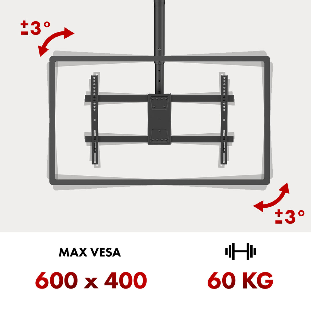 Uchwyt sufitowy dla TV Maclean, max. obciążenie 60kg, 43-86", max VESA 600x400, MC-112 B