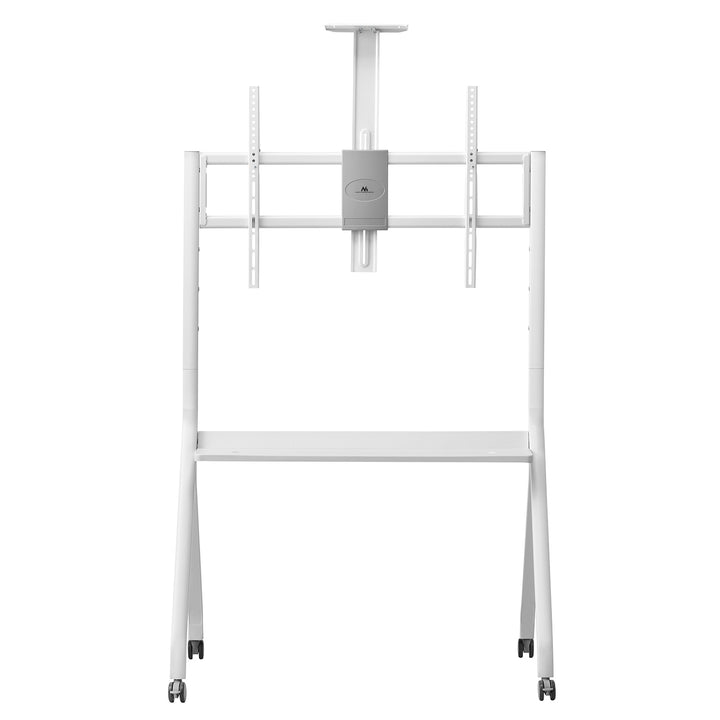 Stand / wózek do TV Maclean, półka na kamerę, na kółkach, 55-100", max. obciążenie 120kg/10kg półka, max. VESA 900x600, biały, MC-114 W