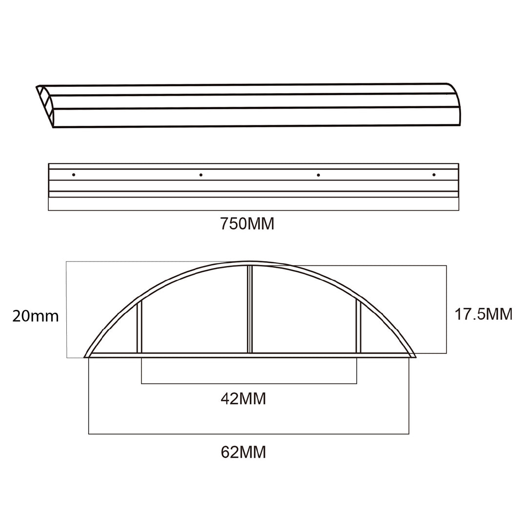 Aluminiowa listwa maskująca do kabli Maclean, 62x20x750mm, srebrna, MC-814 S
