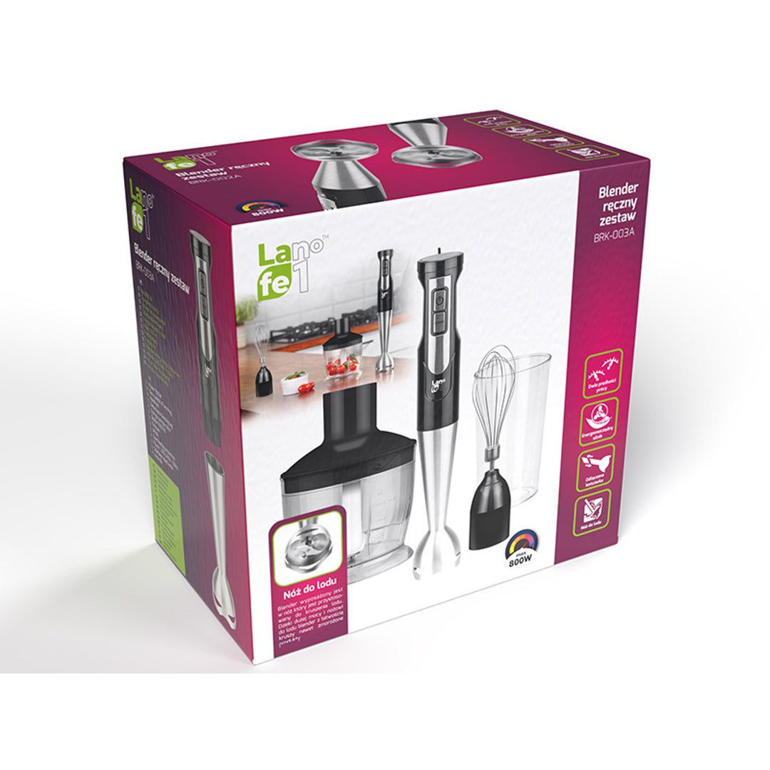 Blender ręczny Lafe, 800W, kubek 600 ml, funkcja Turbo, BRK-003A