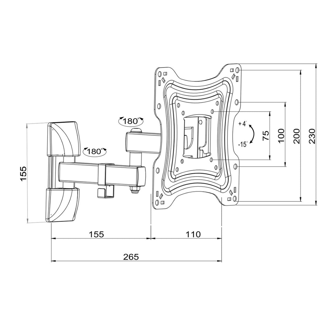 Uchwyt do telewizora ART, 10-42'', 15kg, czarny, VESA 200x200, AR-83