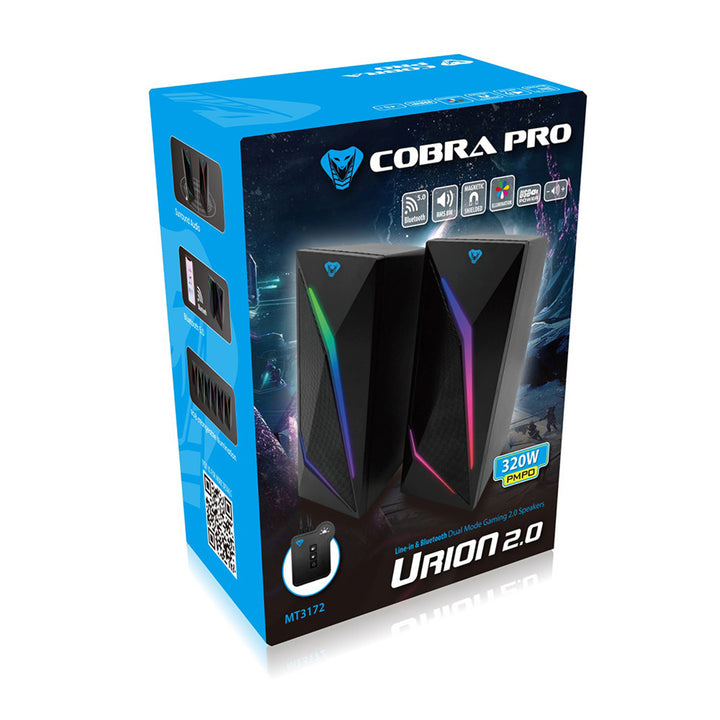 Gamingowe głośniki 2.0 z Bluetooth, kolorowe podświetlenie LED RGB Media-Tech COBRA PRO URION 2.0 MT3172