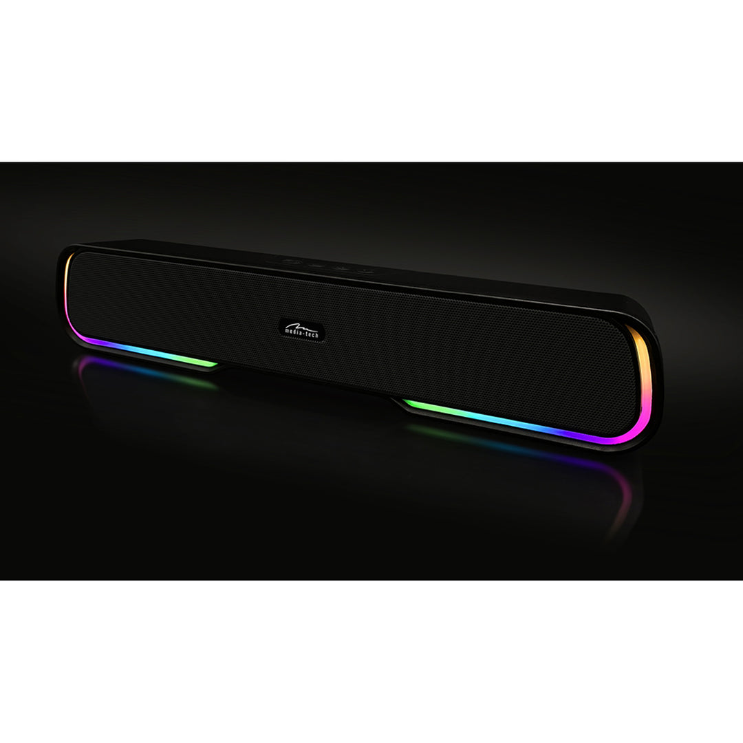 Przenośny głośnik Bluetooth typu soundbar, multikolorowe podświetlenie RGB, RMS 10W, PMPO 450W, radio FM, MP3. AUX, wbudowany akumulator, Media-Tech PHANTOM BT