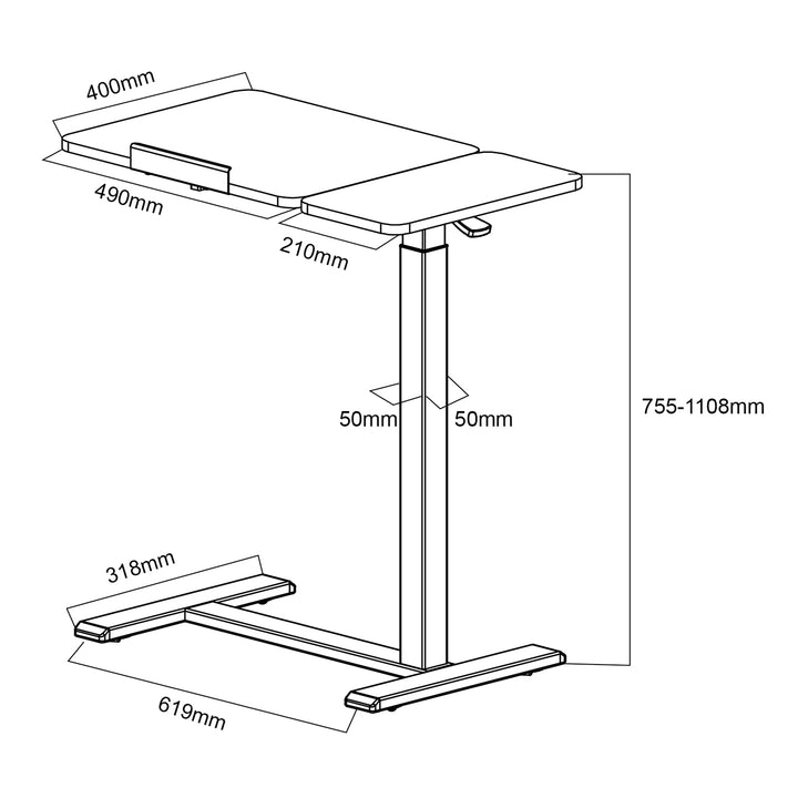 Mobilne biurko/stand na laptop Maclean, białe, regulacja wysokości 76-109cm, max. 30kg , MC-120 W