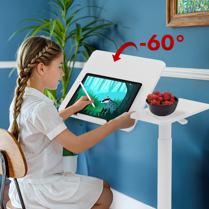 Mobilne biurko/stand na laptop Maclean, białe, regulacja wysokości 76-109cm, max. 30kg , MC-120 W