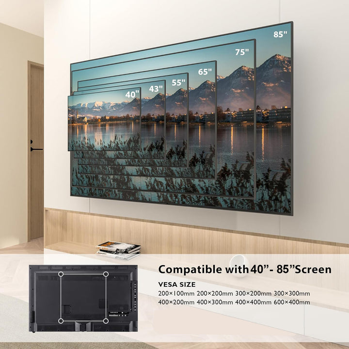 Ultra płaski uchwyt ścienny do TV Maclean, 40-85", max VESA 600x400, obciążenie do 80kg, MC-123