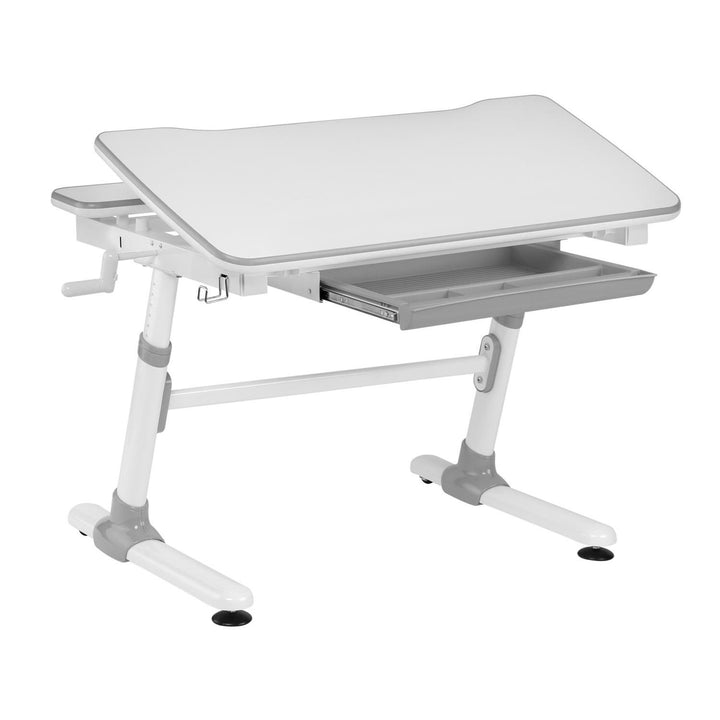 Biurko dla dzieci ergonomiczne z regulacją wysokości Ergo Office, szare, max 100kg, ER-417 2cz +Krzesło ergonomiczne dla dzieci Ergo Office, regulowany zagłówek, regulowana wysokość, max 75kg, ER-484N