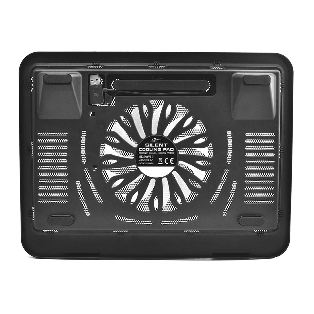 SILENT COOLING PAD - Podkładka chłodząca dla laptopów 15,6" i mniejszych, cichy, wydajny, wentylatory 13.5cm, przelotowy port USB