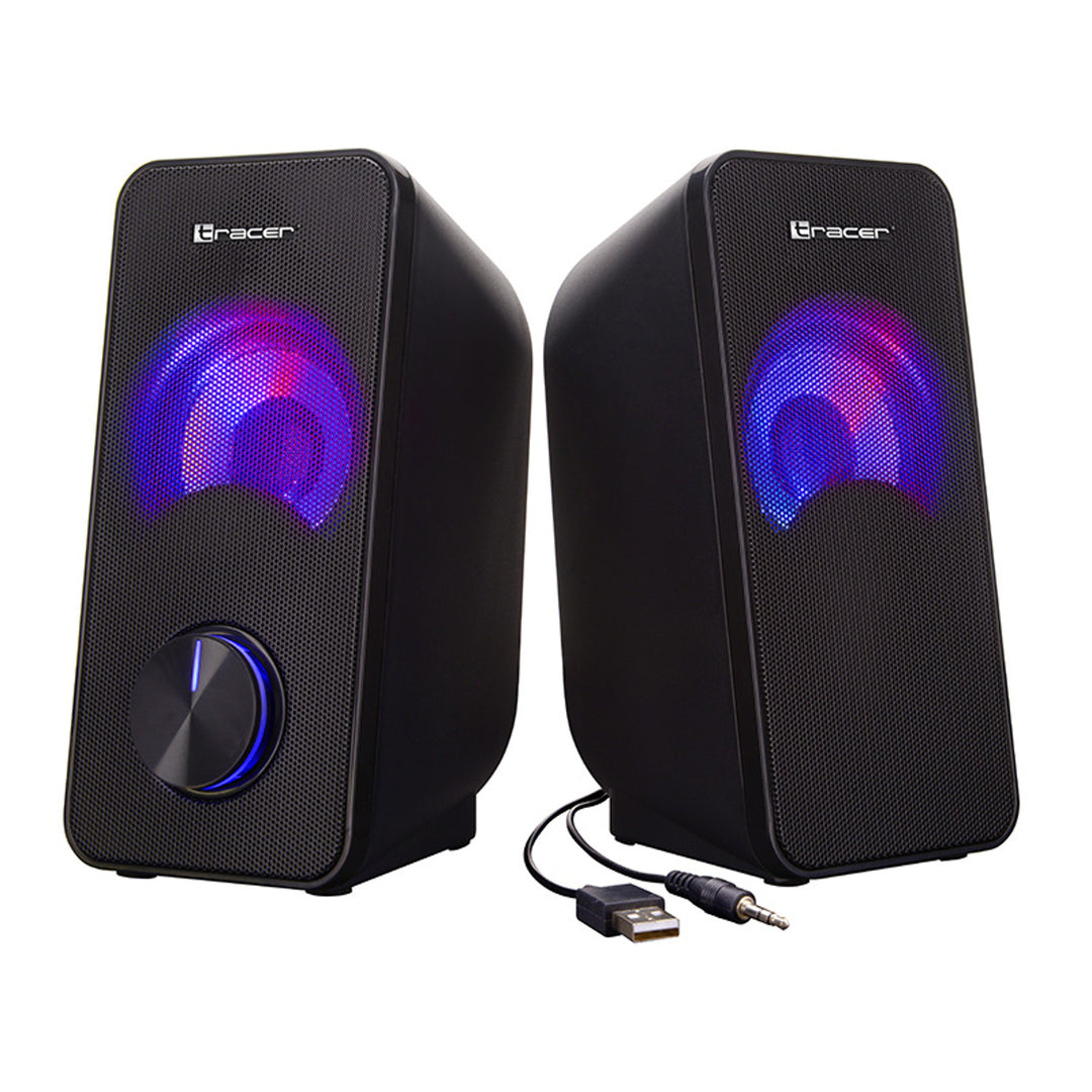 Głośniki Tracer, podświetlenie RGB, 6 W RMS, zasilanie USB, Loop