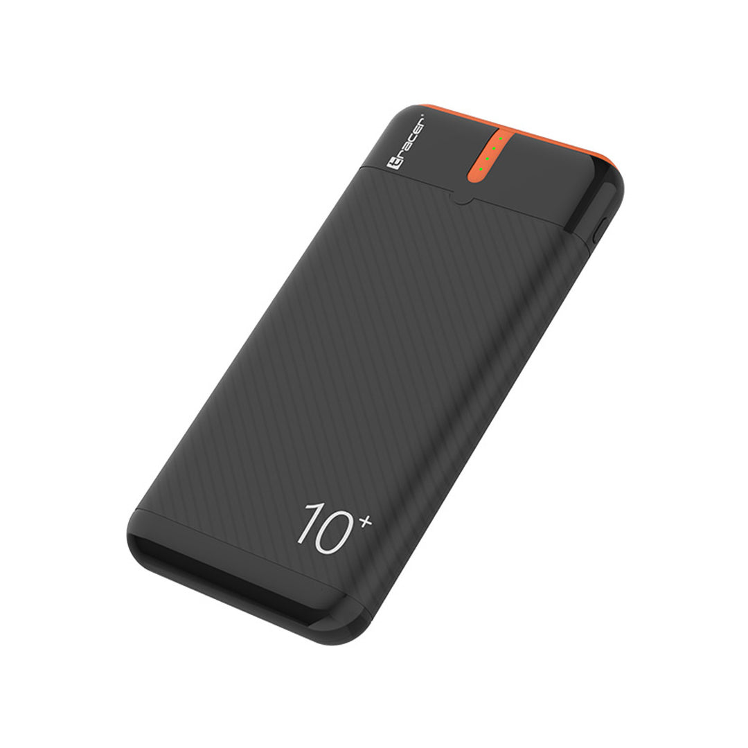 Powerbank Tracer, 10000 mAh, czarno-pomarańczowy, USB C, 2A, EnerGo