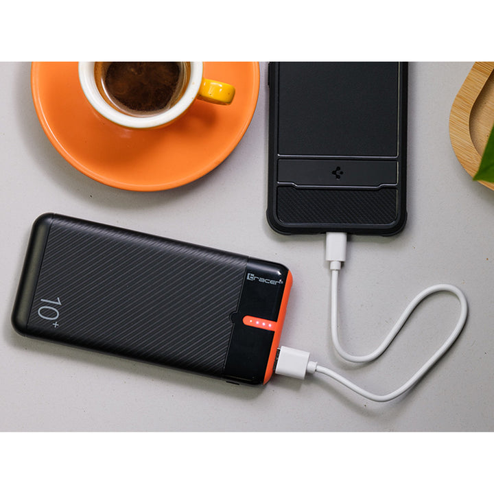 Powerbank Tracer, 10000 mAh, czarno-pomarańczowy, USB C, 2A, EnerGo