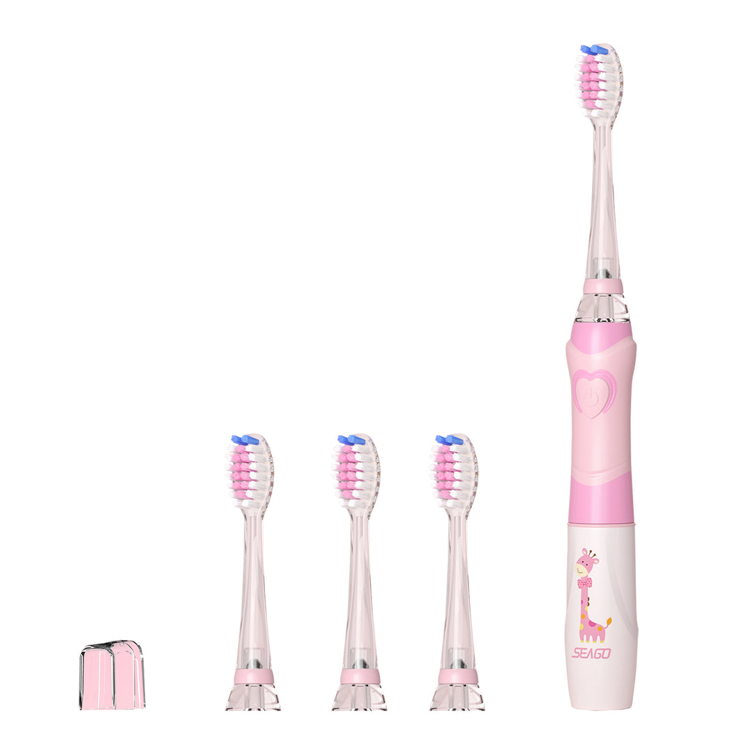 Szczoteczka soniczna dla dzieci SEAGO, kolor różowy, 3 końcówki, SG-977 Pink + Szczoteczka soniczna dla dzieci SEAGO, kolor zielony, 3 końcówki,SG-977 Green