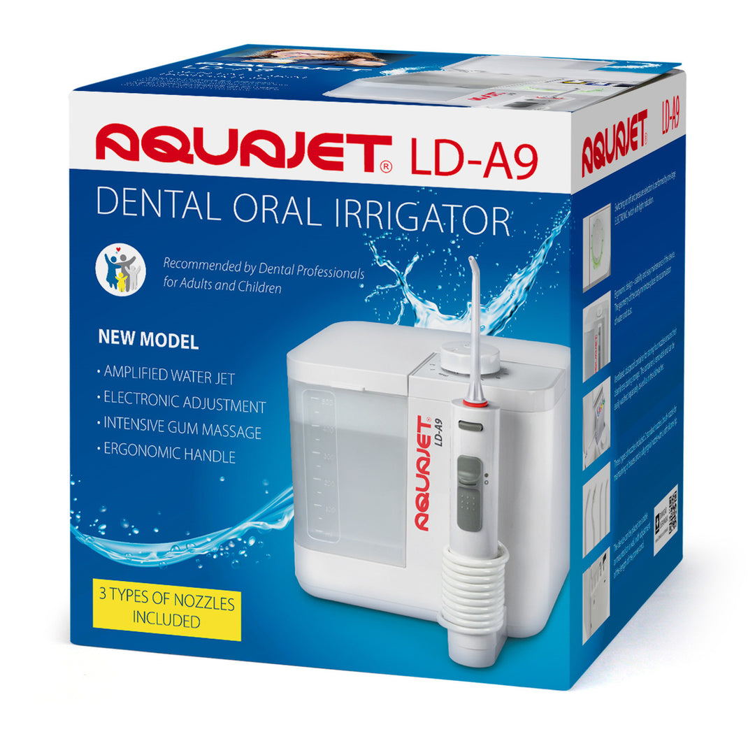 Irygator Aquajet, elektroniczne sterowanie, pojemnik 500ml, 4 końcówki, LD-A9