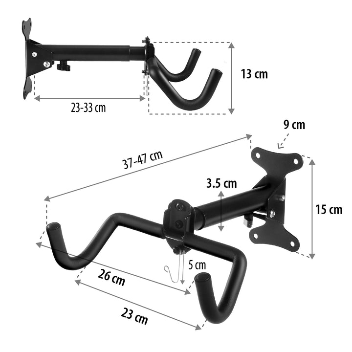 Rowerowy uchwyt ścienny Maclean, poziomy, stal, max. obciążenie 30kg, MC-484, 2 sztuki