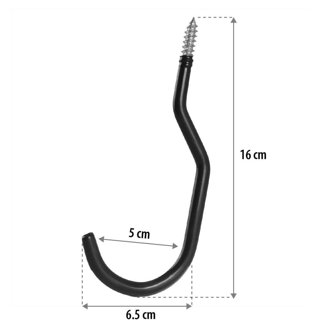 Komplet 6 haków sufitowych Maclean, na drabinę, rower, wąż ogrodowy, stalowy, max. obciążenie 10kg/uchwyt, MC-485