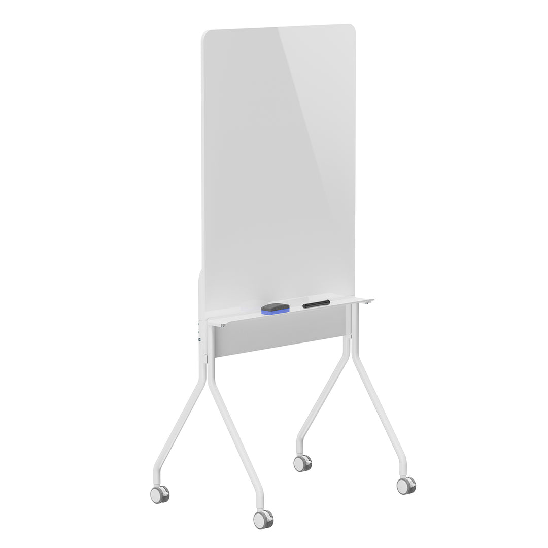 Mobilna tablica suchościeralna Ergo Office, orientacja pionowa, biała, jednostronna, z półką, wymiary tablicy 1190x790mm, ER-305