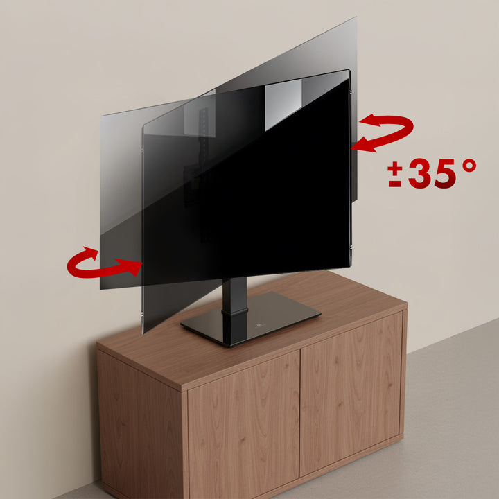 Uniwersalny stojak do TV Maclean, na szafkę RTV, podstawka, max. 40kg, max. VESA 400x400, regulacja wysokości i kąta, dla TV 32-65", MC-124