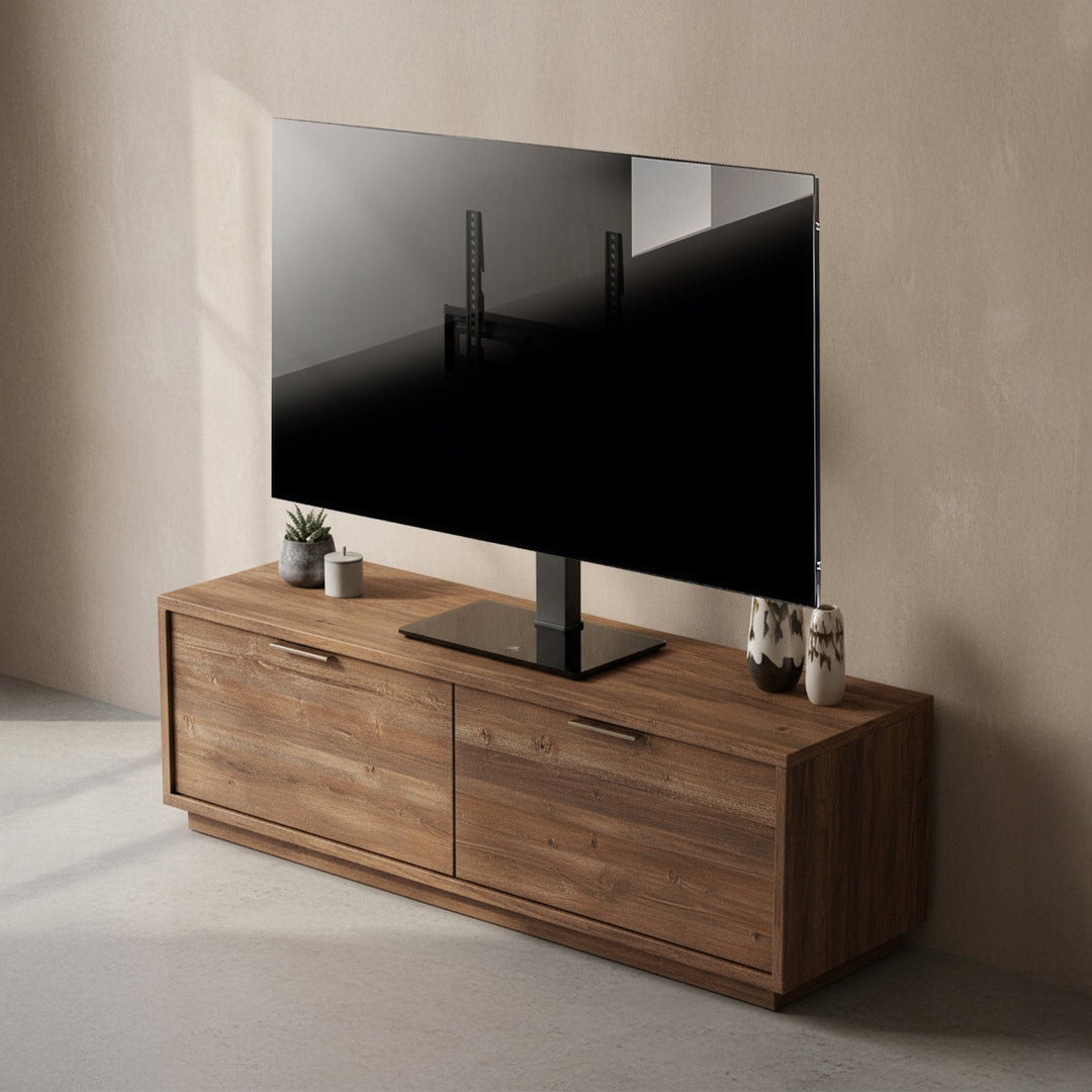 Uniwersalny stojak do TV Maclean, na szafkę RTV, podstawka, max. 40kg, max. VESA 400x400, regulacja wysokości i kąta, dla TV 32-65", MC-124