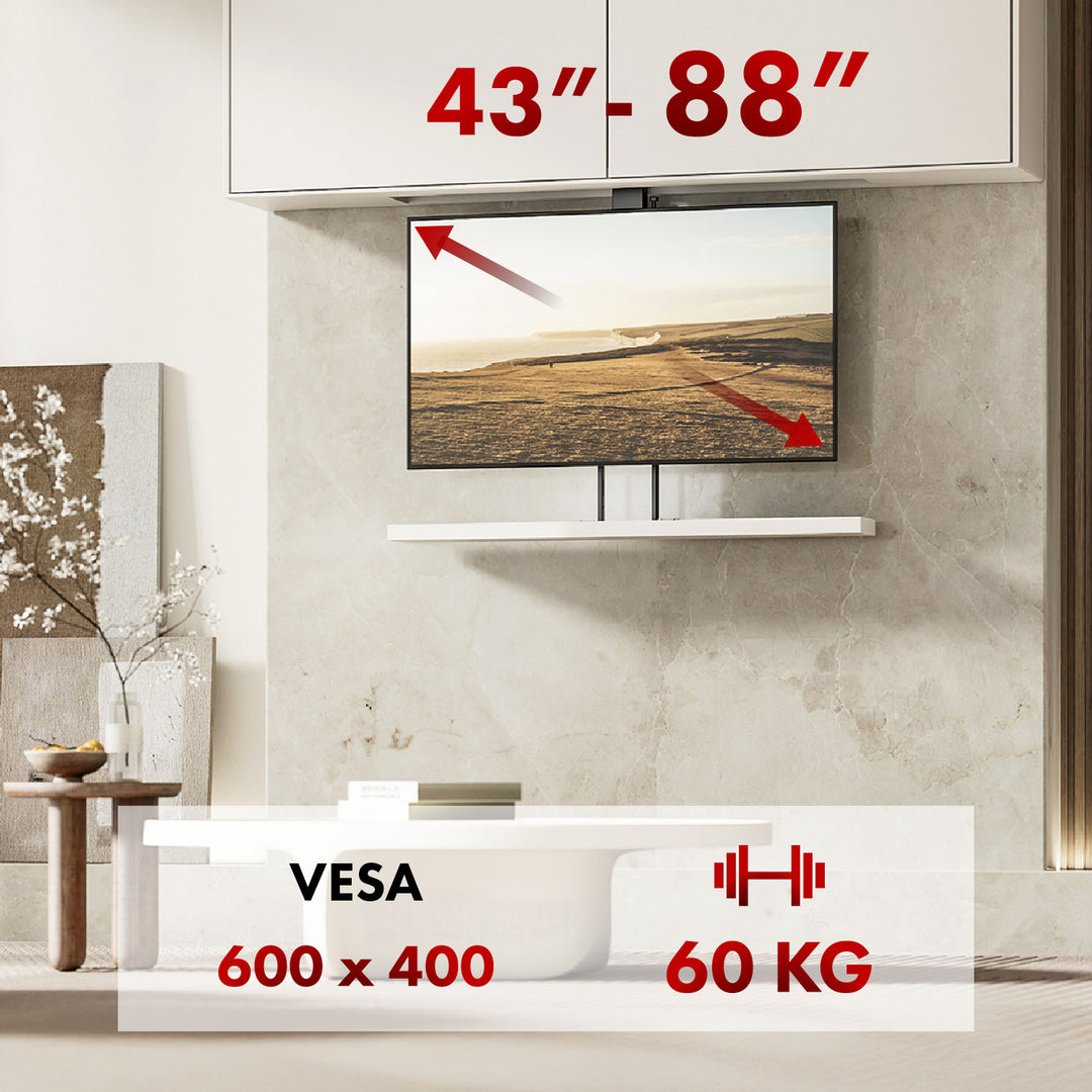 Uchwyt elektryczny sufitowo-podłogowy, wysuwany Maclean, 43''-88'', VESA 600x400, max 60kg, 100-240V AC,50/60Hz; MC-125