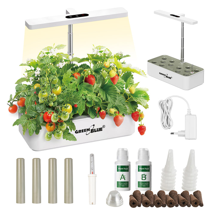 Inteligentny System wewnętrznej uprawy roślin GreenBlue, doniczka SMART, pojemność 4L, na 12 roślin, diody LED full spectrum, GB133