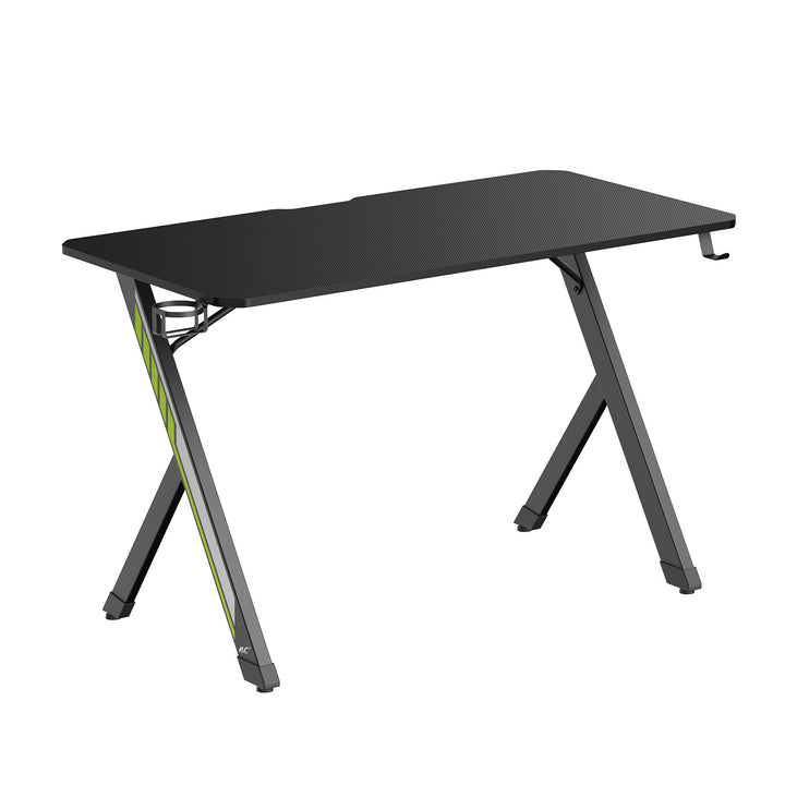 Biurko gamingowe NanoRS, czarne, z uchwytem na słuchawki i kubek, max. 75kg, wymiary 1200x600x750mm, RS101