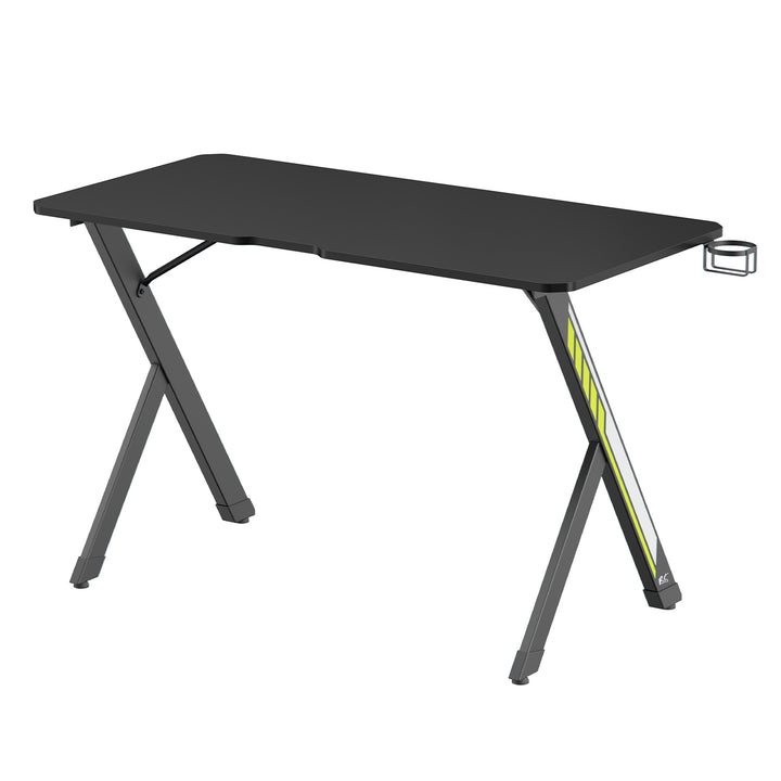Biurko gamingowe NanoRS, czarne, z uchwytem na słuchawki i kubek, max. 75kg, wymiary 1200x600x750mm, RS101